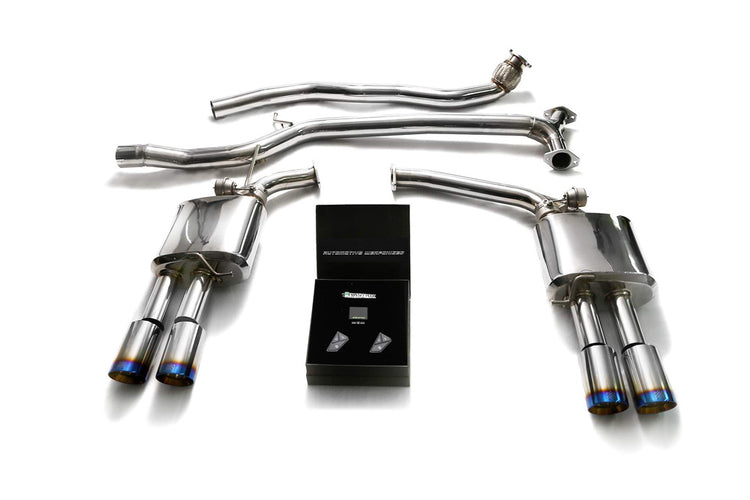 ARMYTRIX Stainless Steel Valvetronic Catback Exhaust System Quad Blue Coated Tips For Audi A5 | A5 Quattro 2005-2015