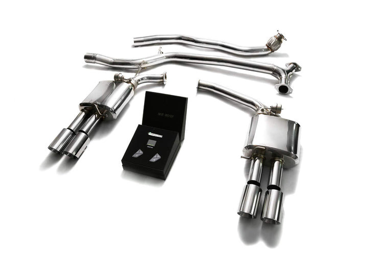 ARMYTRIX Stainless Steel Valvetronic Catback Exhaust System Quad Chrome Silver Tips For Audi A5 | A5 Quattro 2005-2015