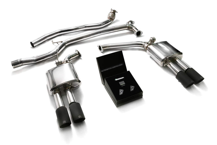 ARMYTRIX Stainless Steel Valvetronic Catback Exhaust System Quad Matte Black Tips For Audi A5 | A5 Quattro 2005-2015