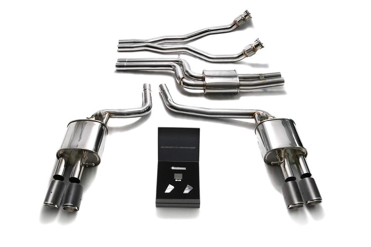 ARMYTRIX Stainless Steel Valvetronic Catback Exhaust System Quad Matte Black Tips For Audi For A5/S5 Coupe | Cabriolet B8 3.0L TFSI V6 2008-2016
