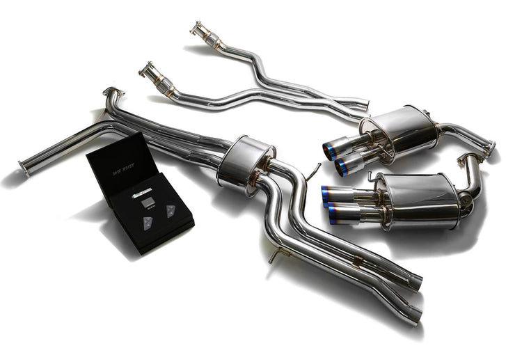 ARMYTRIX Stainless Steel Valvetronic Catback Exhaust System Quad Blue Coated Tips For Audi A6 | A7 C7 3.0 TFSI V6 2011-2021