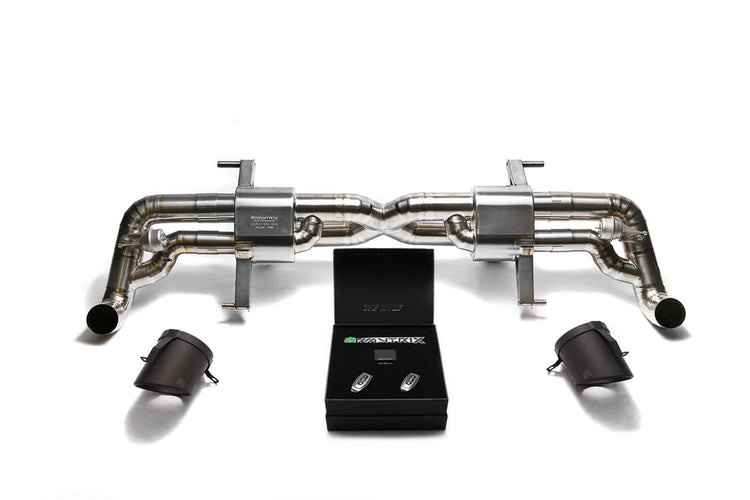 ARMYTRIX Titanium Valvetronic Exhaust System Dual Titanium Matte Black Tips For Audi R8 V8 4.2L FSI 2014-2015