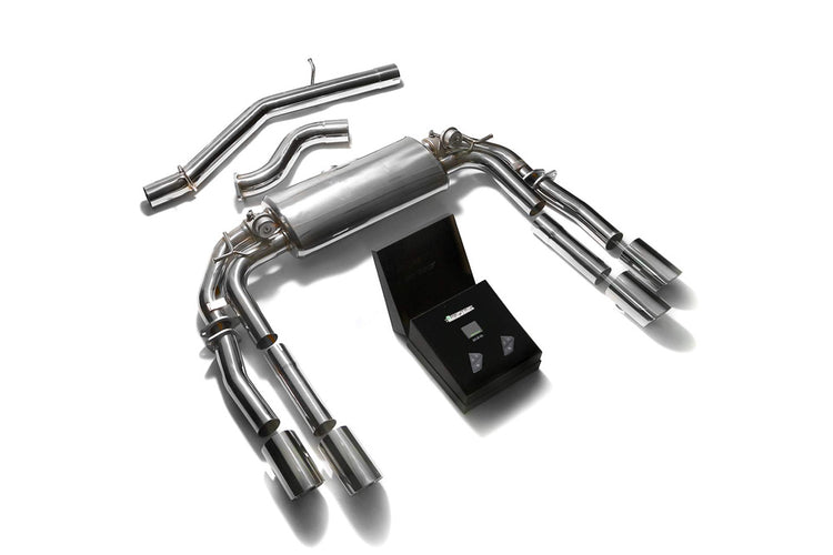 ARMYTRIX Stainless Steel Valvetronic Catback Exhaust System Quad Chrome Silver Tips For Audi S3 8V Sedan 2.0 Turbo 2013-2021