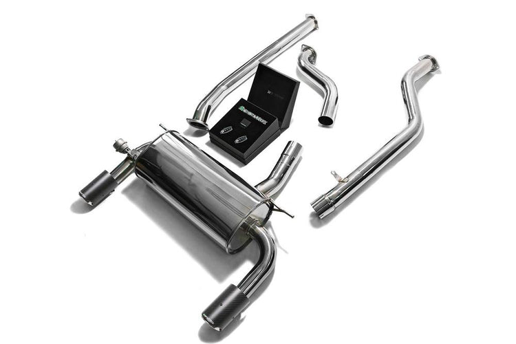 ARMYTRIX Stainless Steel Valvetronic Catback Exhaust System Dual Carbon Tips For BMW 3-Series | 4-Series F3x 2016-2021