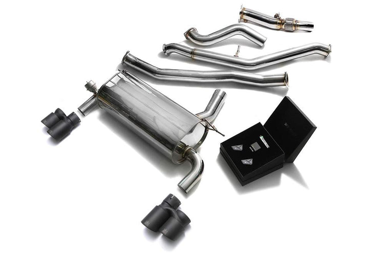 ARMYTRIX Stainless Steel Valvetronic Catback Exhaust Quad Matte Black Tips For BMW 320i | 328i GT F34 2013-2015