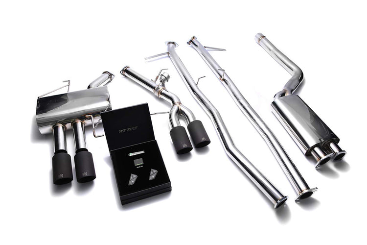 ARMYTRIX Stainless Steel Valvetronic Catback Exhaust System Quad Matte Black Tips For BMW 520i | 528i F10 N20B20 2011-2021
