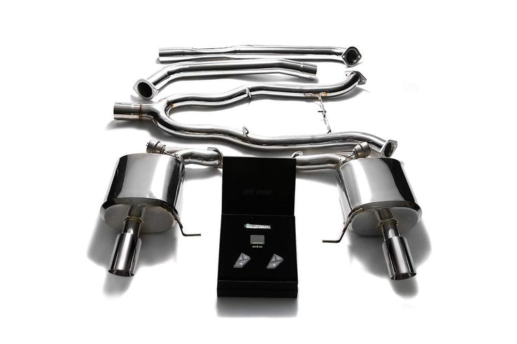 ARMYTRIX Stainless Steel Valvetronic Catback Exhaust System Dual Carbon Tips For BMW 535i F10 RWD 2011-2021