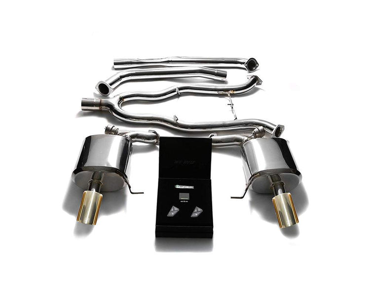 ARMYTRIX Stainless Steel Valvetronic Catback Exhaust System Dual Gold Tips For BMW 535i F10 RWD 2011-2021