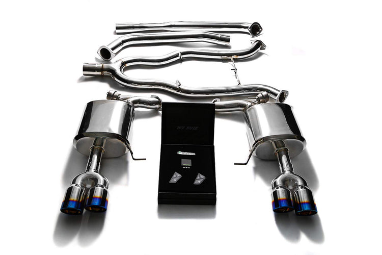 ARMYTRIX Stainless Steel Valvetronic Catback Exhaust System Quad Blue Coated Tips For BMW 535i F10 RWD 2011-2021