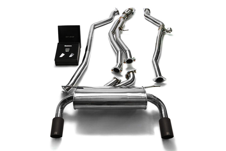 ARMYTRIX Stainless Steel Valvetronic Catback Exhaust System Dual Matte Black Tips For BMW M135i | M235i F2x 2012-2015