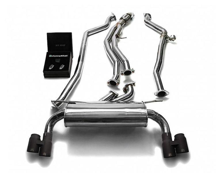 ARMYTRIX Stainless Steel Valvetronic Catback Exhaust System Quad Matte Black Tips For BMW M135i | M235i F2x 2012-2015