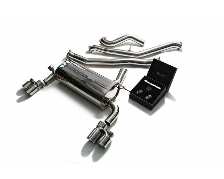 ARMYTRIX Stainless Steel Valvetronic Catback Exhaust System Quad Chrome Silver Tips For BMW 3-Series | 4-Series F3x 2012-2015