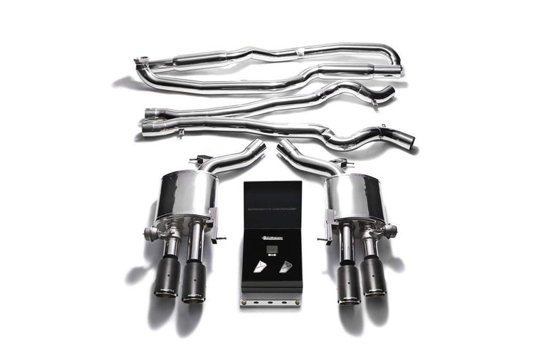 ARMYTRIX Stainless Steel Valvetronic Catback Exhaust System Quad Carbon Tips For BMW M5 F10 2011-2017