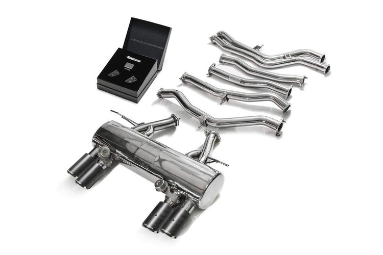 ARMYTRIX Stainless Steel Valvetronic Catback Exhaust System Quad Carbon Tips For BMW M3 | M4 F8x 2015-2021