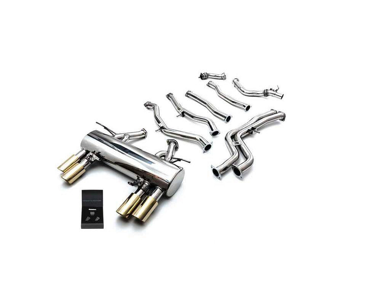 ARMYTRIX Stainless Steel Valvetronic Catback Exhaust System Quad Gold Tips For BMW M3 F80 | M4 F82/F83 2014+