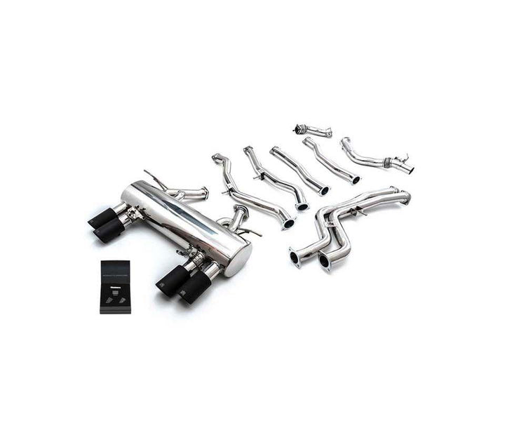 ARMYTRIX Stainless Steel Valvetronic Catback Exhaust System Quad Matte Black Tips For BMW M3 F80 | M4 F82/F83 2014+
