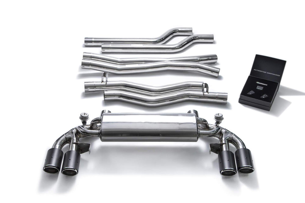 ARMYTRIX Stainless Steel Valvetronic Catback Exhaust Quad Carbon Tips For BMW M5 F90 2018-2021