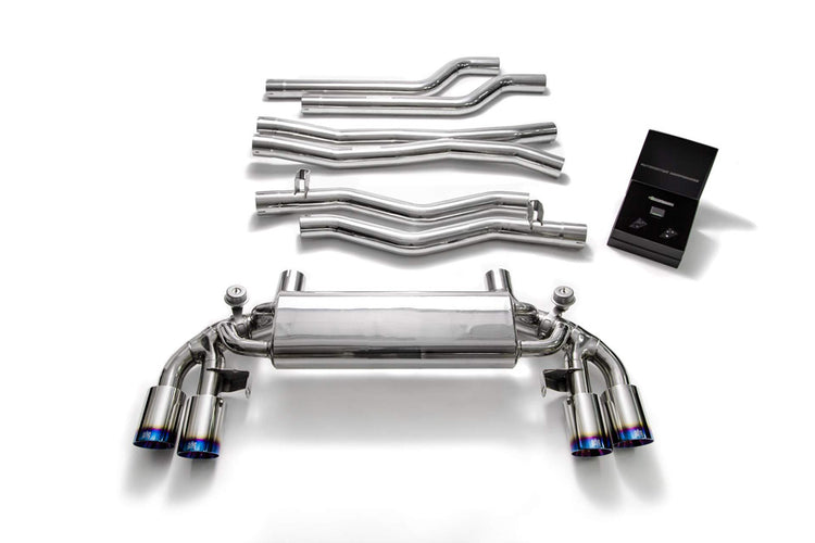 ARMYTRIX Stainless Steel Valvetronic Catback Exhaust Quad Blue Coated Tips For BMW M5 F90 2018-2021