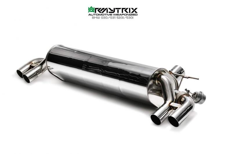 ARMYTRIX Stainless Steel Valvetronic Catback Exhaust System Quad Chrome Silver Tips For BMW 520i | 530i G3X 2017-2021