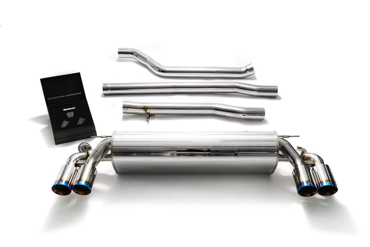 ARMYTRIX Stainless Steel Valvetronic Catback Exhaust System Quad Blue Coated Tips For BMW 550i G30 | G31 2017-2021