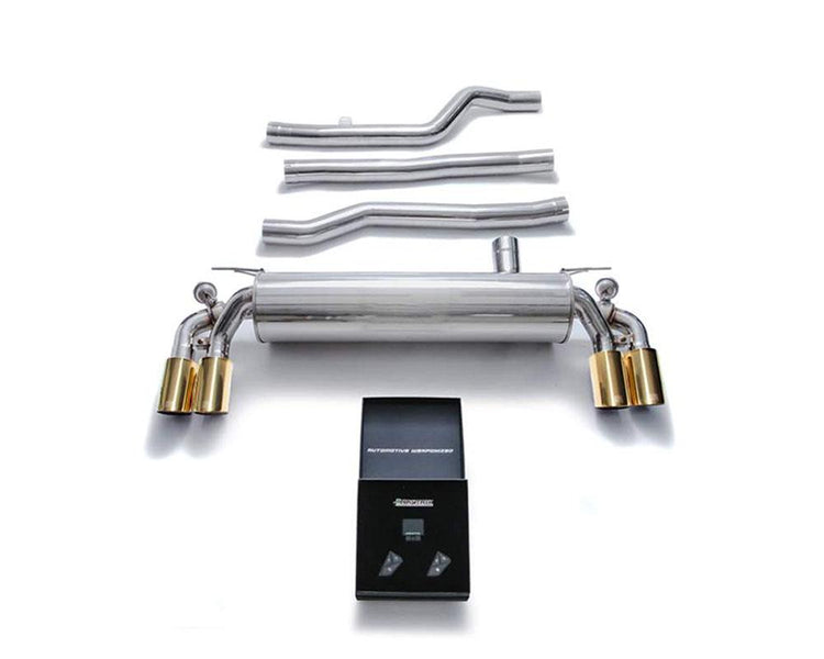 ARMYTRIX Stainless Steel Valvetronic Catback Exhaust System Quad Gold Tips For BMW 540i G30 | G31 2017-2021