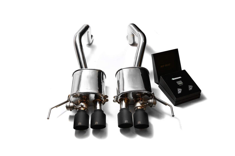 ARMYTRIX Stainless Steel Valvetronic Catback Exhaust System Quad Matte Black Tips For Chevrolet Corvette C7 2014-2021