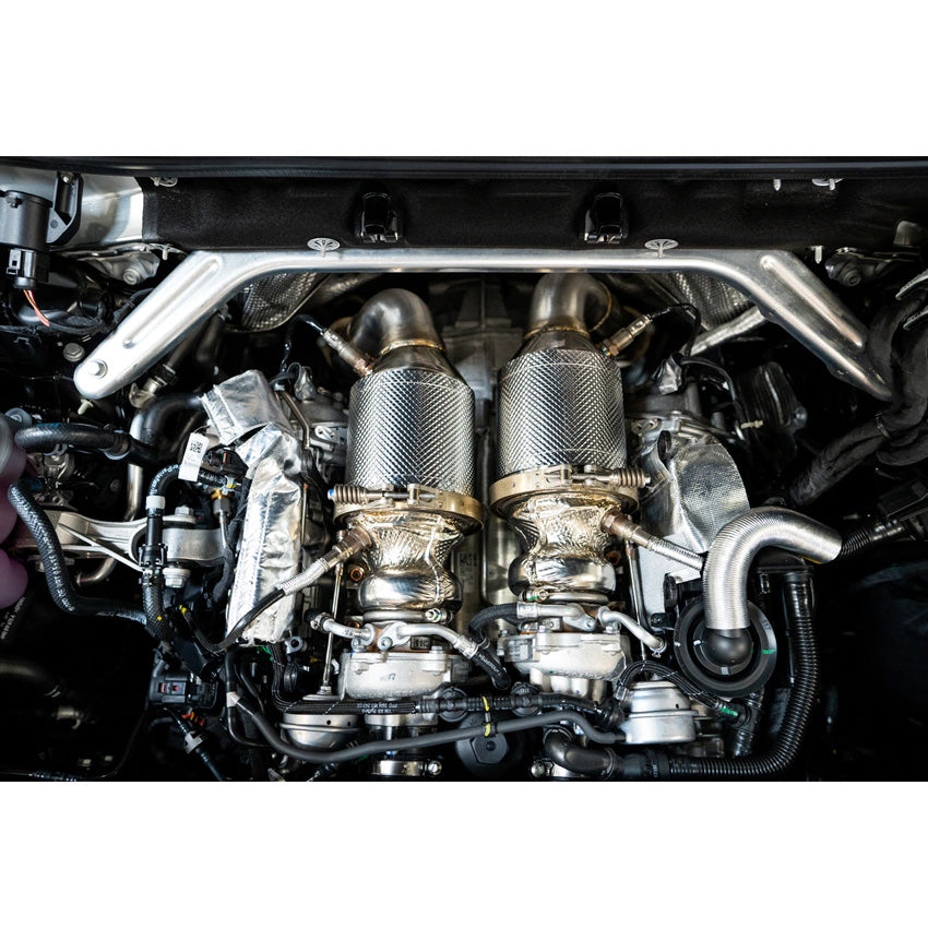 Fabspeed Primary Sport Catalytic Converters for Porsche E3 Cayenne S 2.9L Turbo / Turbo S 2019-2021