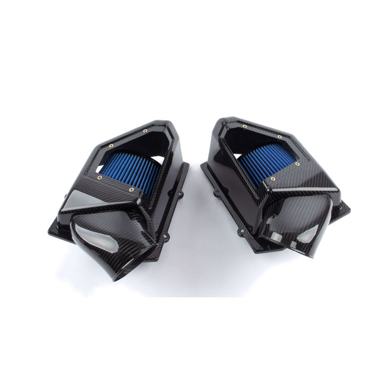 A top view of Dinan Cold Air Intake for for BMW air filters with white background