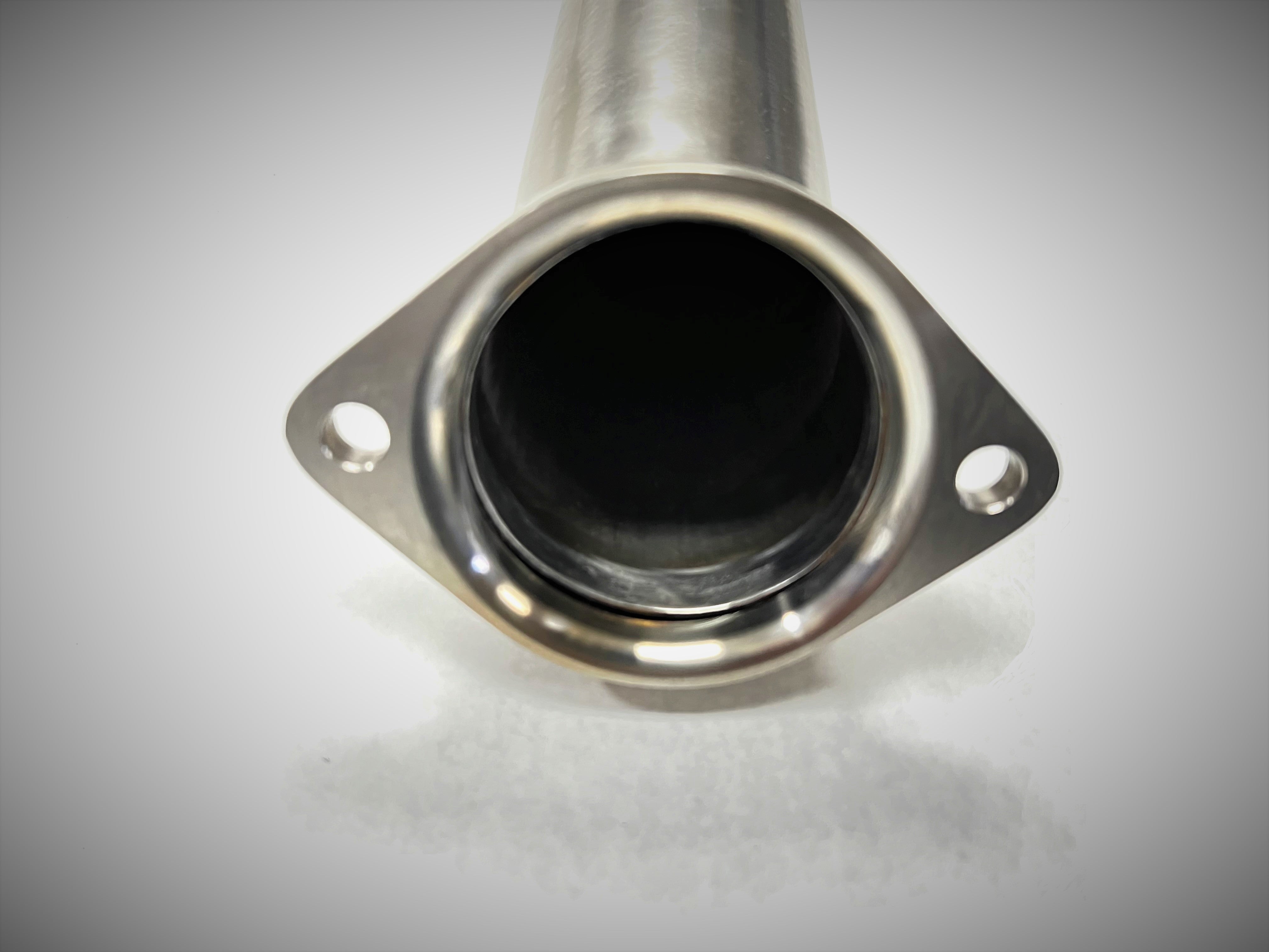 A close up view of Evolution Racewerks Competition Series Mid Pipes BMW G80 M3/ G82 M4 2021 +