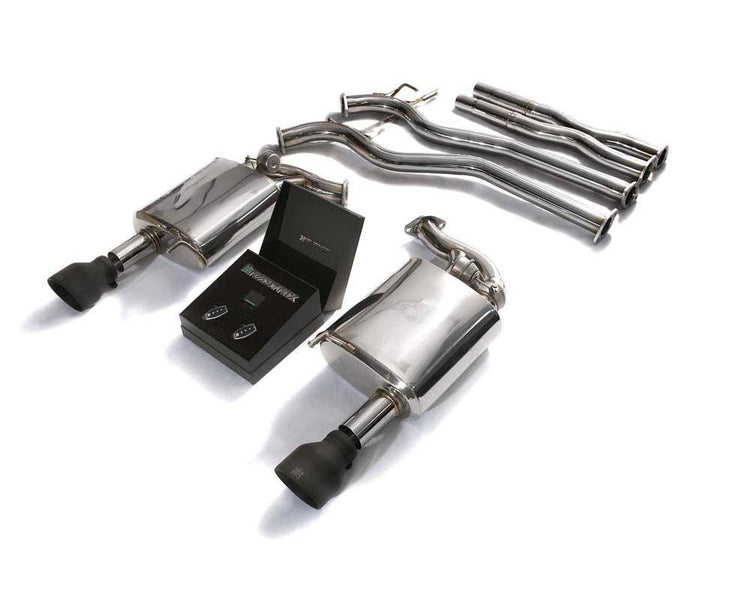 ARMYTRIX Stainless Steel Valvetronic Catback Exhaust System Dual Matte Black Tips For Ford Mustang GT MK6 5.0L Coyote 2015-2021