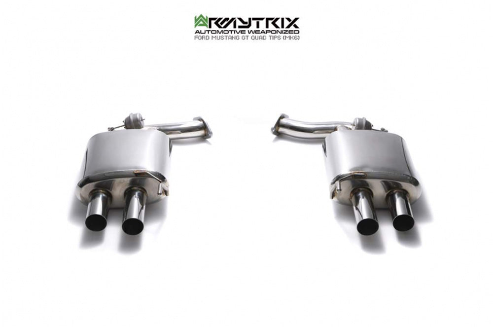 ARMYTRIX Stainless Steel Valvetronic Catback Exhaust System Quad Chrome Silver Tips For Ford Mustang GT Coyote 5.0L V8 2018-2021