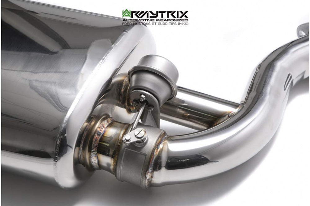 ARMYTRIX Stainless Steel Valvetronic Catback Exhaust System Quad Chrome Silver Tips For Ford Mustang GT Coyote 5.0L V8 2018-2021