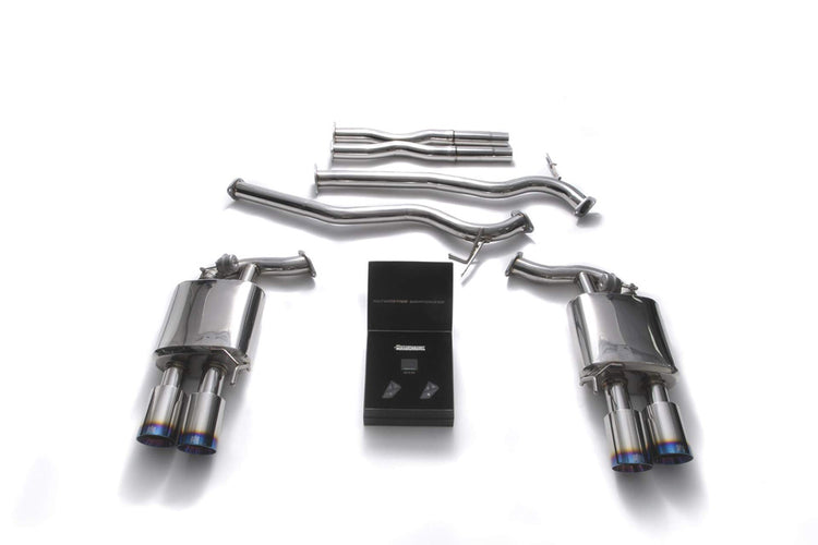 ARMYTRIX Stainless Steel Valvetronic Catback Exhaust System Quad Blue Coated Tips For Ford Mustang GT Coyote 5.0L V8 2018-2021