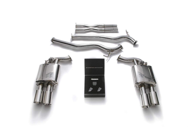 ARMYTRIX Stainless Steel Valvetronic Catback Exhaust System Quad Chrome Silver Tips For Ford Mustang GT Coyote 5.0L V8 2018-2021