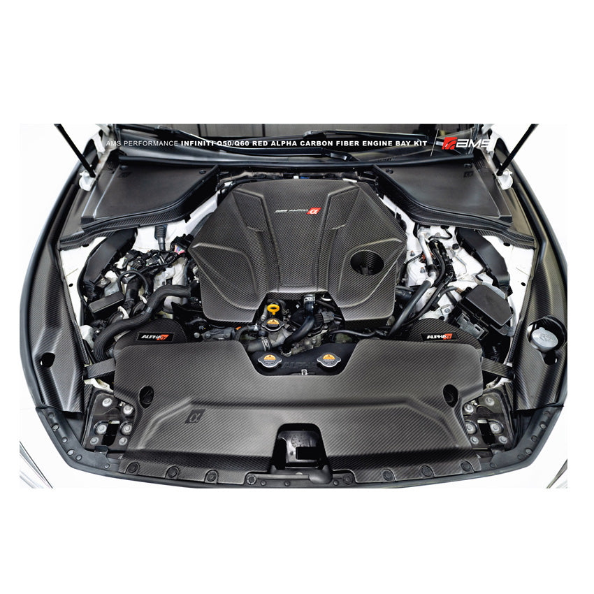 AMS Performance Red Alpha Matte Carbon Front Duct for Infiniti Q50 / Q60 2016-2021