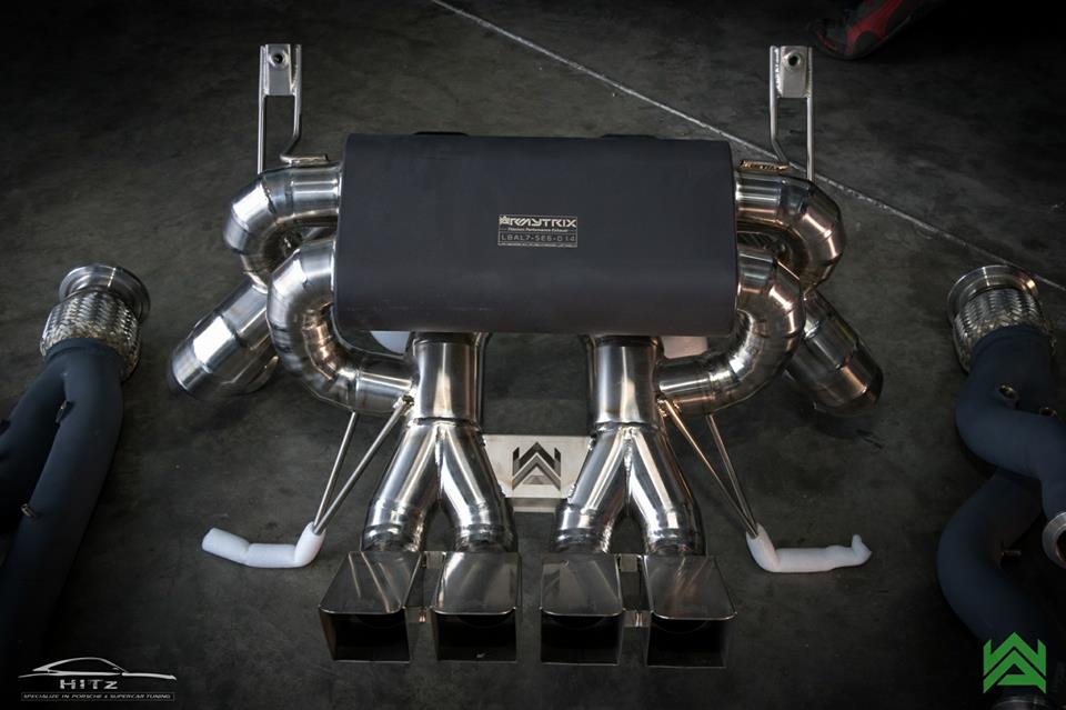 ARMYTRIX Black Coated Valvetronic Titanium Muffler Quad Tips | Lamborghini Aventador 2012-2016