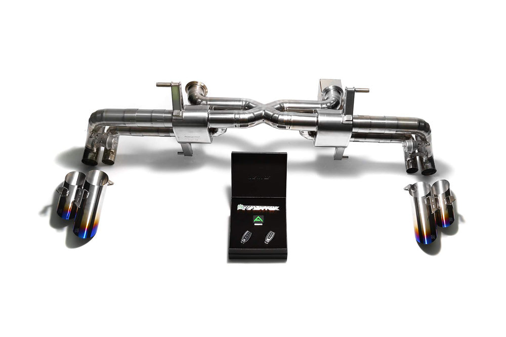 ARMYTRIX Titanium Valvetronic Exhaust System Quad Titanium Blue Tips For Lamborghini Huracan LP610 | LP580 2015-2021