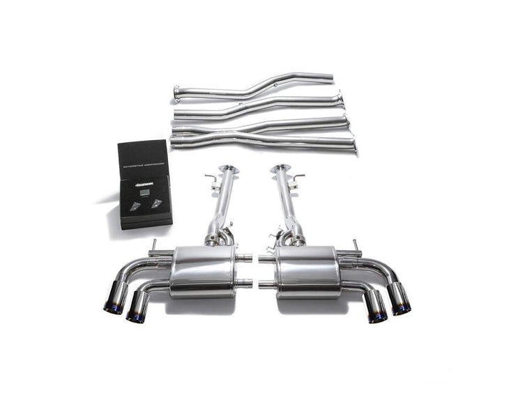 ARMYTRIX Stainless Steel Valvetronic Exhaust System Quad Blue Coated Tips For Lexus LC500 5.0L V8 2017+