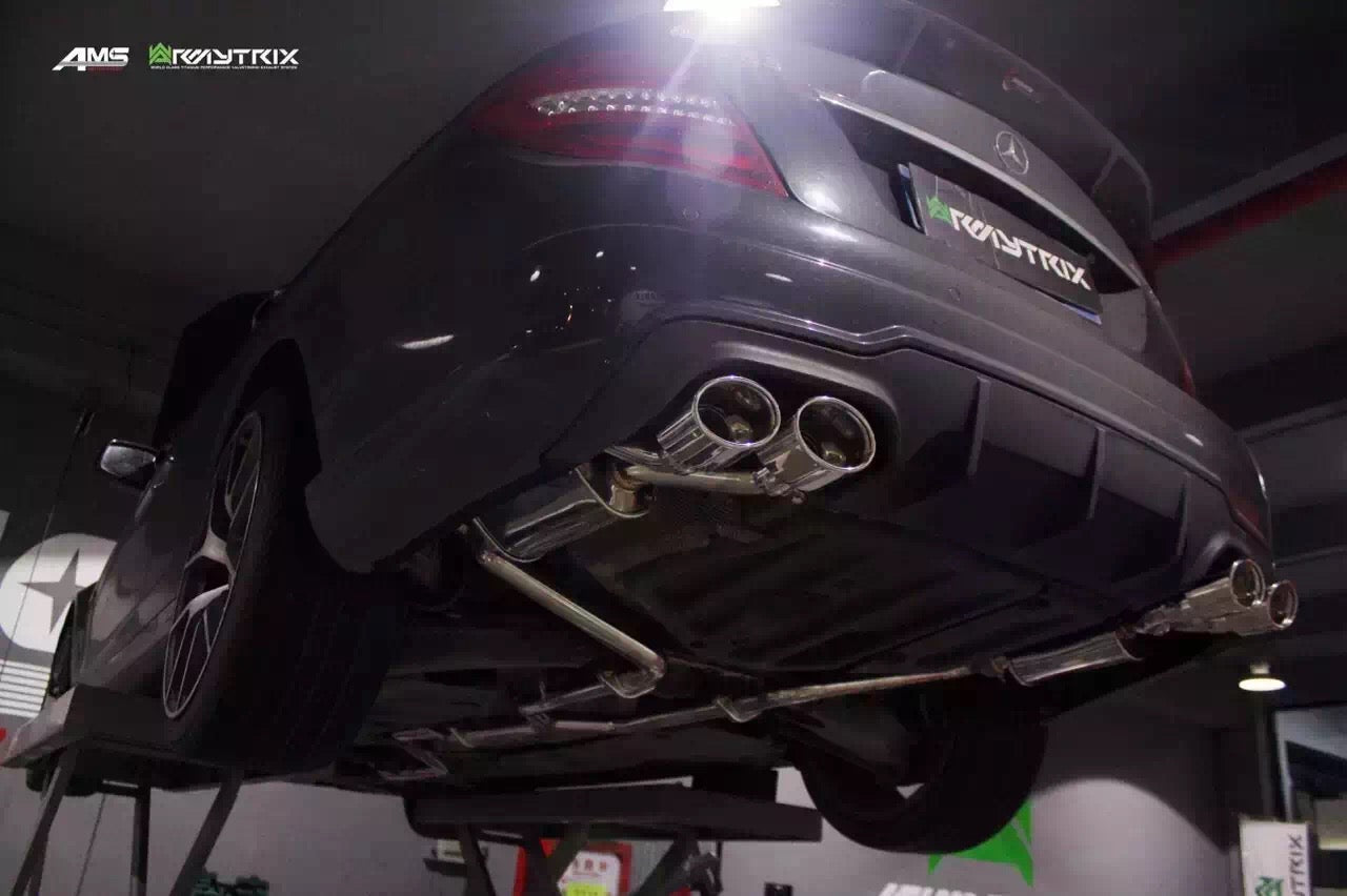 ARMYTRIX Stainless Steel Valvetronic Performance Catback Exhaust Quad Chrome Silver Tips For Mercedes-Benz C-Class W204 2012-2015