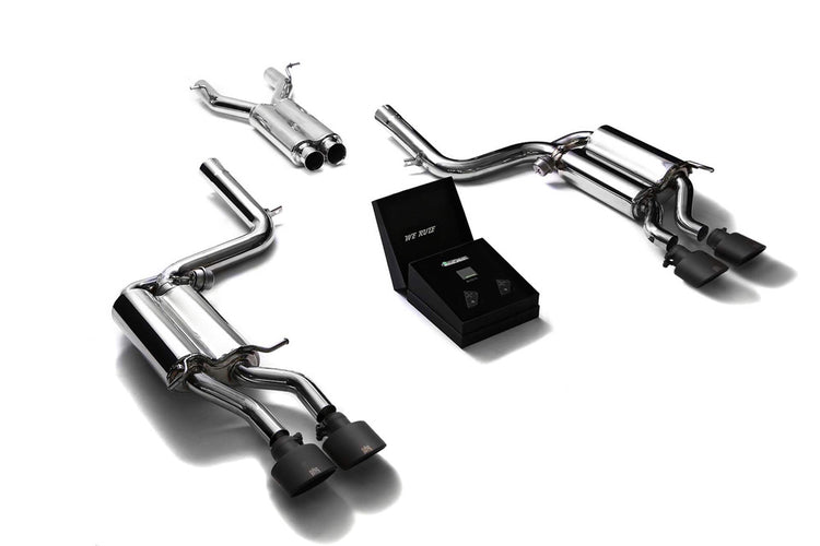 ARMYTRIX Stainless Steel Valvetronic Catback Exhaust System Quad Matte Black Tips For Mercedes Benz C63 AMG W204 2008-2014