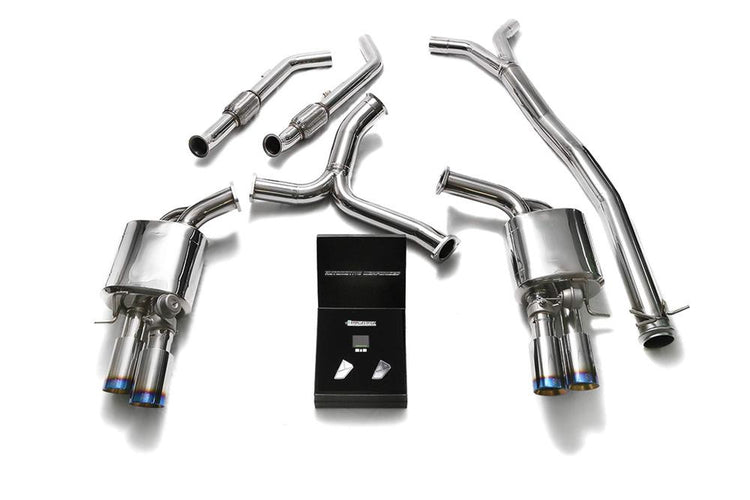 ARMYTRIX Stainless Steel Valvetronic Catback Exhaust System Quad Blue Coated Tips for BRABUS Diffuser For Mercedes-Benz C400 | C450 | C43 AMG W205 2015-2021