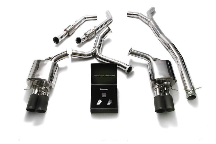 ARMYTRIX Stainless Steel Valvetronic Catback Exhaust System Quad Matte Black Tips for BRABUS Diffuser For Mercedes-Benz C400 | C450 | C43 AMG W205 2015-2021