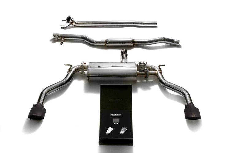 ARMYTRIX Stainless Steel Valvetronic Catback Exhaust System Dual Matte Black Tips For Mercedes-Benz CLA250 4WD C117 2014-2021