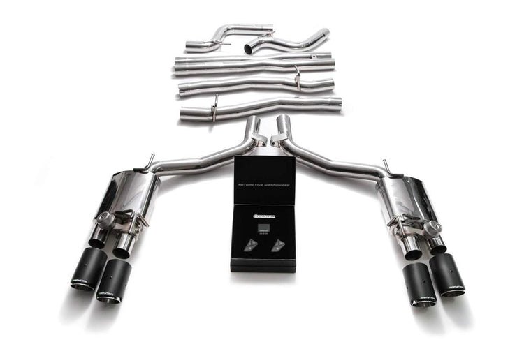 ARMYTRIX Stainless Steel Valvetronic Exhaust System Quad Carbon Tips For Maserati Ghibli M157 2014-2021