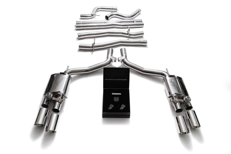 ARMYTRIX Stainless Steel Valvetronic Exhaust System Quad Chrome Silver Tips For Maserati Ghibli M157 2014-2021