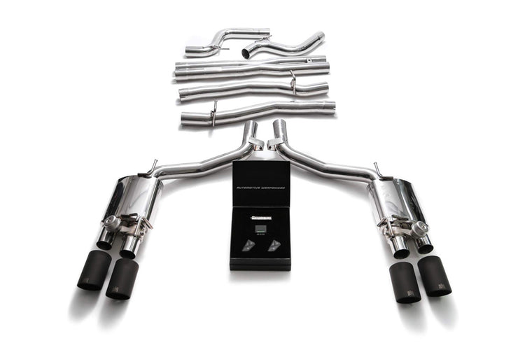 ARMYTRIX Stainless Steel Valvetronic Exhaust System Quad Matte Black Tips For Maserati Ghibli M157 2014-2021
