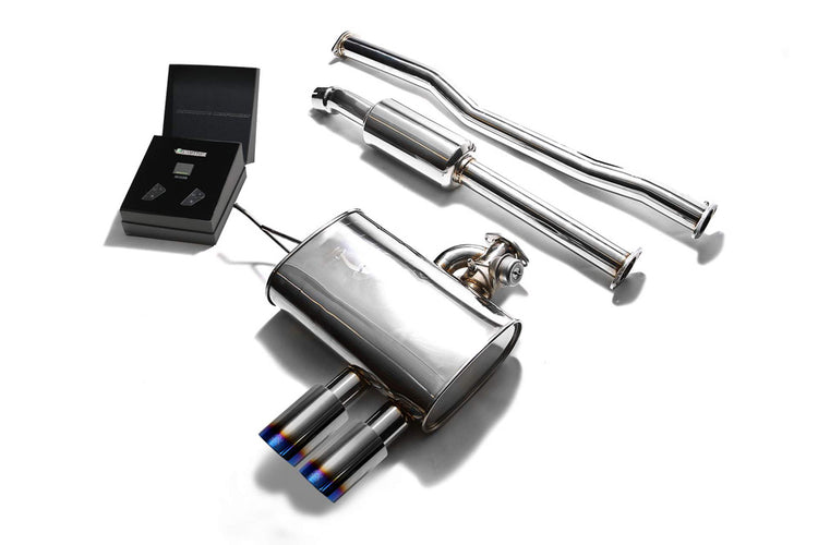 ARMYTRIX Stainless Steel Valvetronic Catback Exhaust System Dual Blue Coated Tips For Mini Cooper S F56 2014-2021