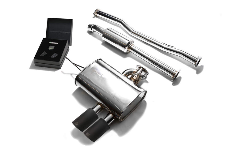 ARMYTRIX Stainless Steel Valvetronic Catback Exhaust System Dual Matte Black Tips For Mini Cooper S F56 2014-2021