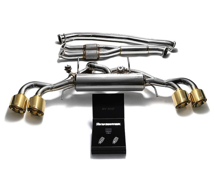 ARMYTRIX Stainless Steel Valvetronic Catback Race Exhaust 90mm System Quad Gold Tips For Nissan GT-R R35 2009-2021