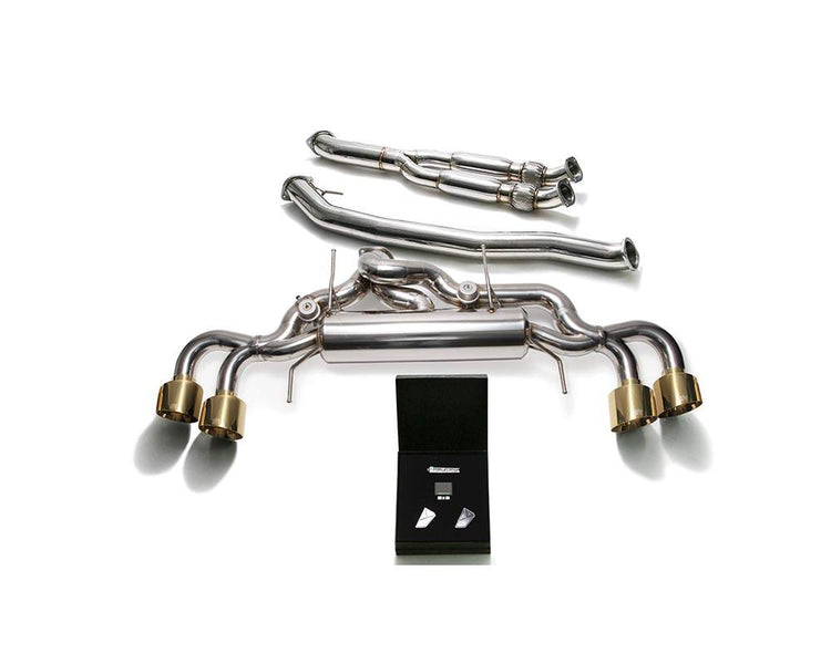 ARMYTRIX Stainless Steel Valvetronic Catback Race Exhaust 102mm System Quad Gold Tips For Nissan GT-R R35 2009-2021